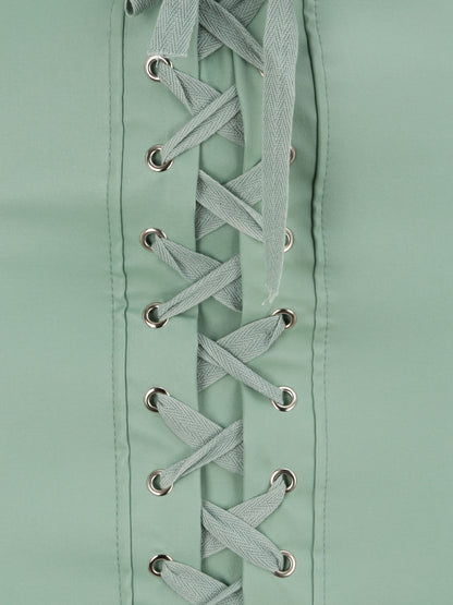 Jupe en simili à lacets - Menthe - 3