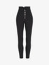 Pantalon slim taille haute à boutons dorés - Noir - 4
