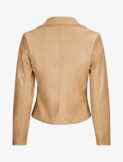 Perfecto droit en simili doublé - Beige - 3