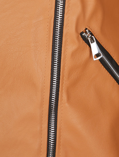 Perfecto droit en simili doublé - Camel - 3