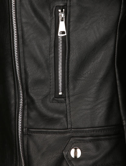 Perfecto droit en simili à poches zippées - Noir - 3