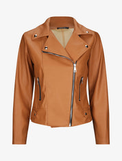 Perfecto droit en simili à poches zippées - Camel - 1