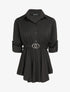 Top style chemise à taille cintrée - Noir - 1