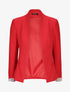 Veste droite unie manches longues à revers carreaux - Rouge - 4