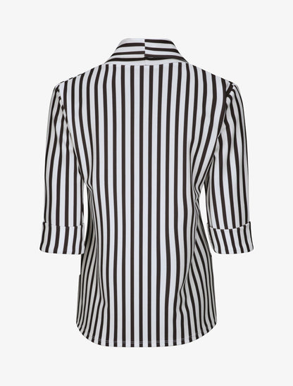 Blazer droit rayé à manches 3/4 - Noir - 3