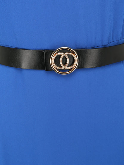 Robe longue asymétrique coupe patineuse - Bleu électrique - 3
