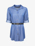 Robe chemise droite unie - Bleu denim - 1