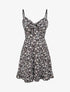 Robe courte empire fleurie à noeud - Noir - 1
