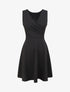 Robe patineuse mi-longue à col cache-coeur - Noir - 1
