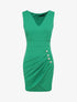 Robe portefeuille à boutons stylisés - Vert - 1