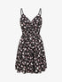 Robe cache-coeur fleurie à fines bretelles - Noir - 5