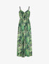 Robe longue à imprimé fleurs tropicales - Noir - 1
