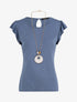 Top droit à épaules volantées - Bleu - 4