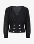 Blouse cache-coeur à boutons stylisés - Noir - 4