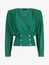 Blouse cache-coeur à boutons stylisés - Vert - 4