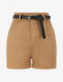 Short évasé uni à taille haute - Camel - 1