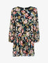 Robe imprimé bouquet tropical à épaules marquées - Noir - 4