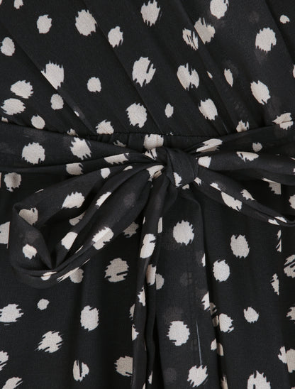 Robe en voile à imprimé moucheté - Noir - 3
