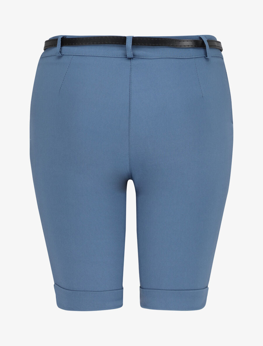 Bermuda uni taille haute - Bleu - 2