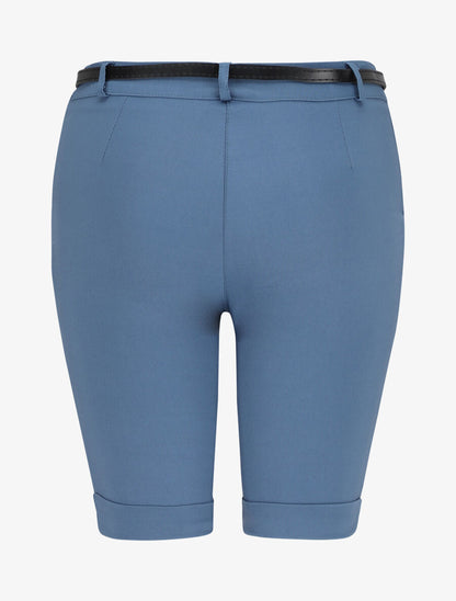 Bermuda uni taille haute - Bleu - 2