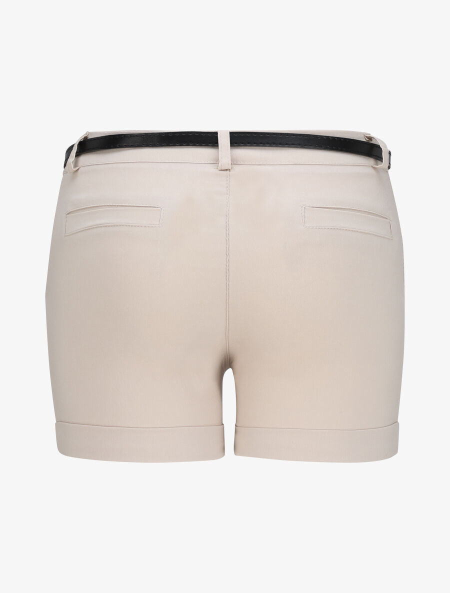Short uni à revers - Beige - 2