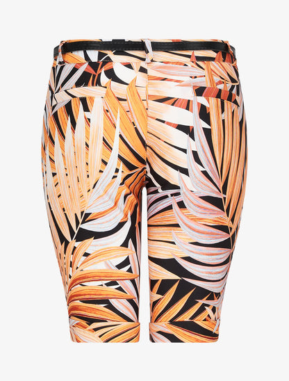 Bermuda à ourlets imprimé feuilles tropicales - Orange - 2