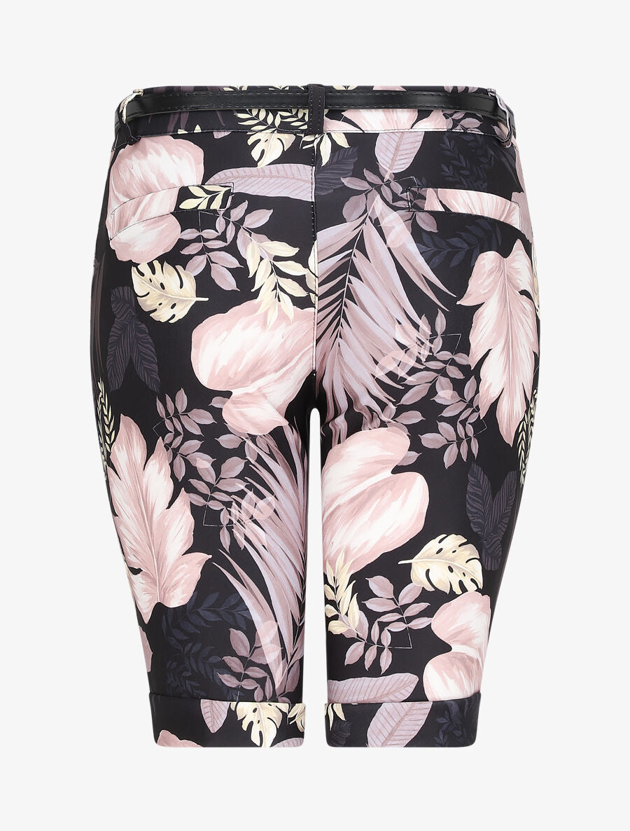 Bermuda à ourlets imprimé végétal - Beige - 2