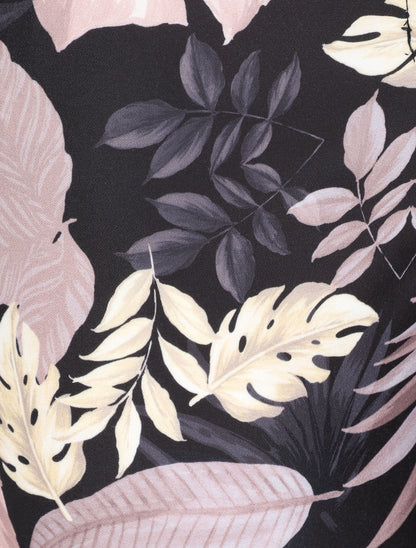 Bermuda à ourlets imprimé végétal - Beige - 3