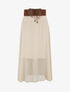 Jupe midi fluide unie - Beige - 1