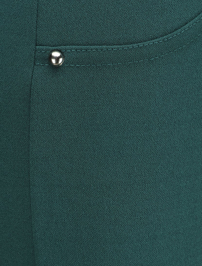 Pantalon slim à taille élastiquée - Vert sapin - 3