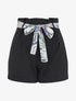 Short taille haute à ceinture imprimé fleurs tropicales - Noir - 4