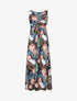 Robe longue col V torsadé imprimé tropical - Noir - 1
