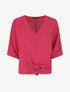 Blouse ample unie à liens à nouer - Fushia - 1