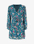Robe cache-coeur à imprimé fleuri - Bleu canard - 1