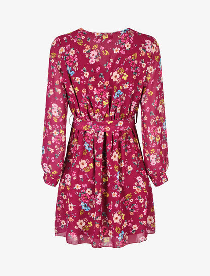 Robe cache-coeur à imprimé fleuri - Bordeaux - 2