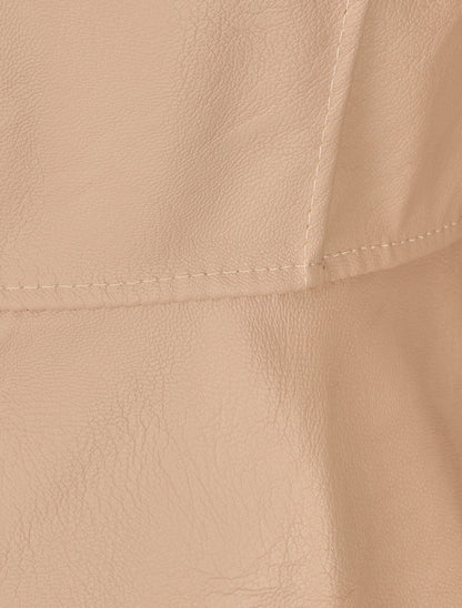 Veste zippée en simili - Beige - 3