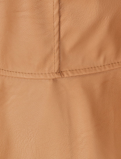 Veste zippée en simili - Camel - 3