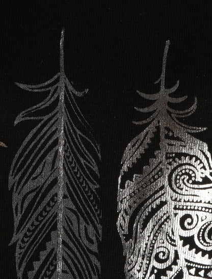 Pull ample à motif plumes irisées - Noir - 3