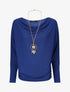 Pull uni à col bénitier et sautoir - Bleu électrique - 5