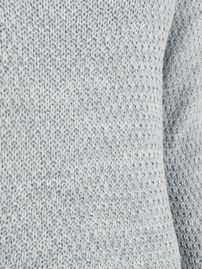 Pull droit à col rond - Gris clair - 3