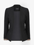 Blazer uni à revers imprimé grec - Noir - 4