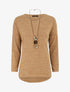 Pull droit à liseré irisé - Camel - 1
