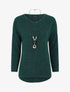 Pull droit à liseré irisé - Vert foncé - 1