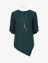 Pull asymétrique à manches rabattables - Vert sapin - 4