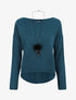 Pull uni col bateau - Bleu canard - 1