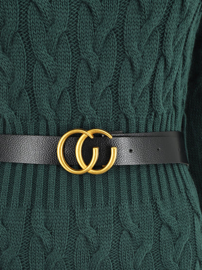 Robe pull courte effet tressé - Vert sapin - 3