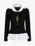 Pull à chemise superposée - Noir - 1