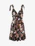 Robe patineuse mi-longue imprimé fleurs tropicales - Noir - 1