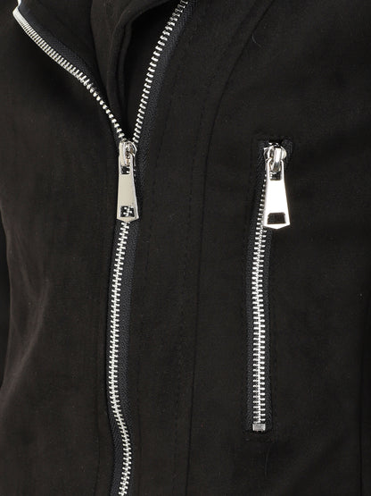 Veste style perfecto en suédine - Noir - 3