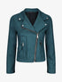 Veste style perfecto zippée en suédine - Bleu canard - 1